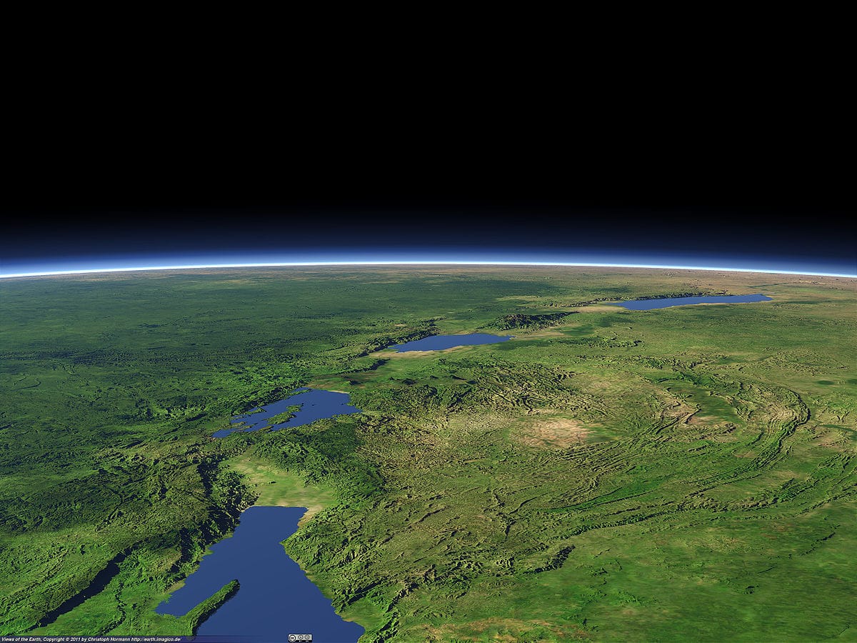 Terrain relief rendering of the Albertine Rift